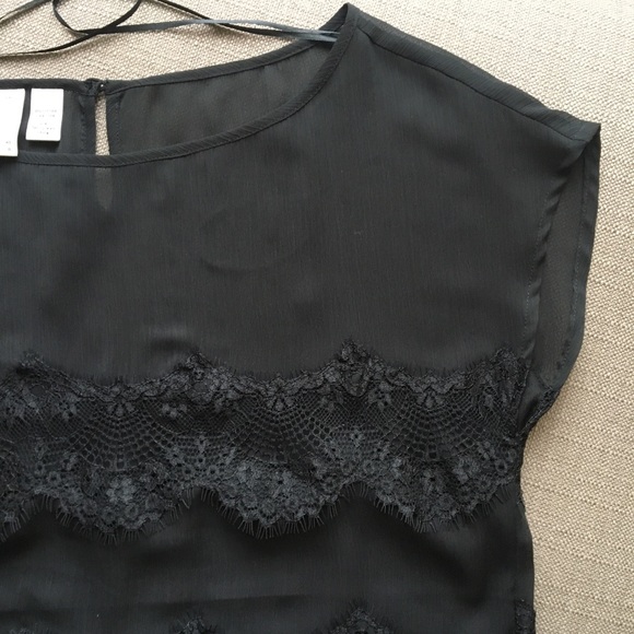 Sheer black top, sheer lace top, Esprit, XS - Picture 8 of 16